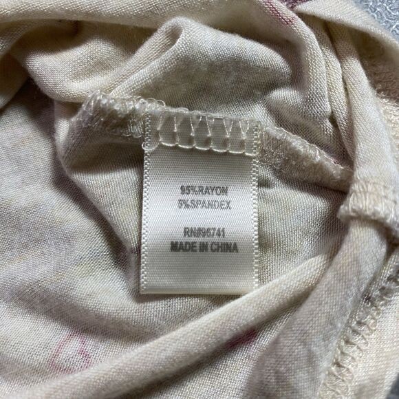 BELLE DU JOUR T-Shirt Blouse Stretch Eiffel Tower Paris France Womens L Cream - Picture 9 of 10